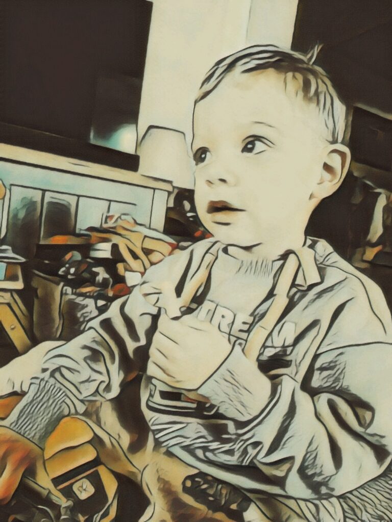 mike playing near tv