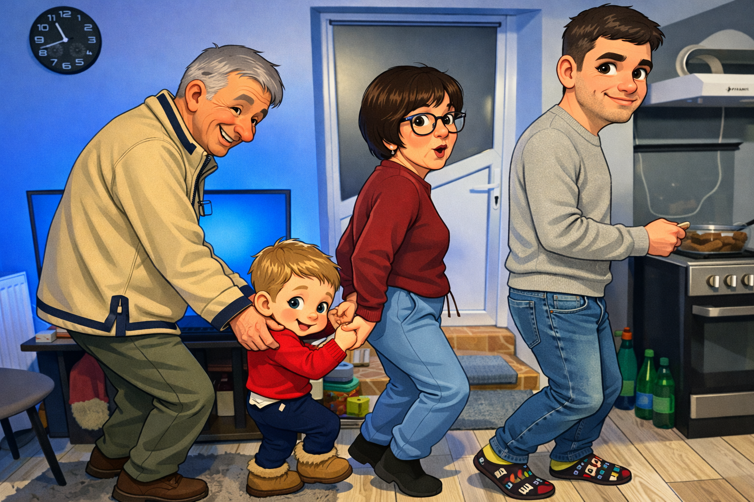 mike with andy and grandparents dancing together